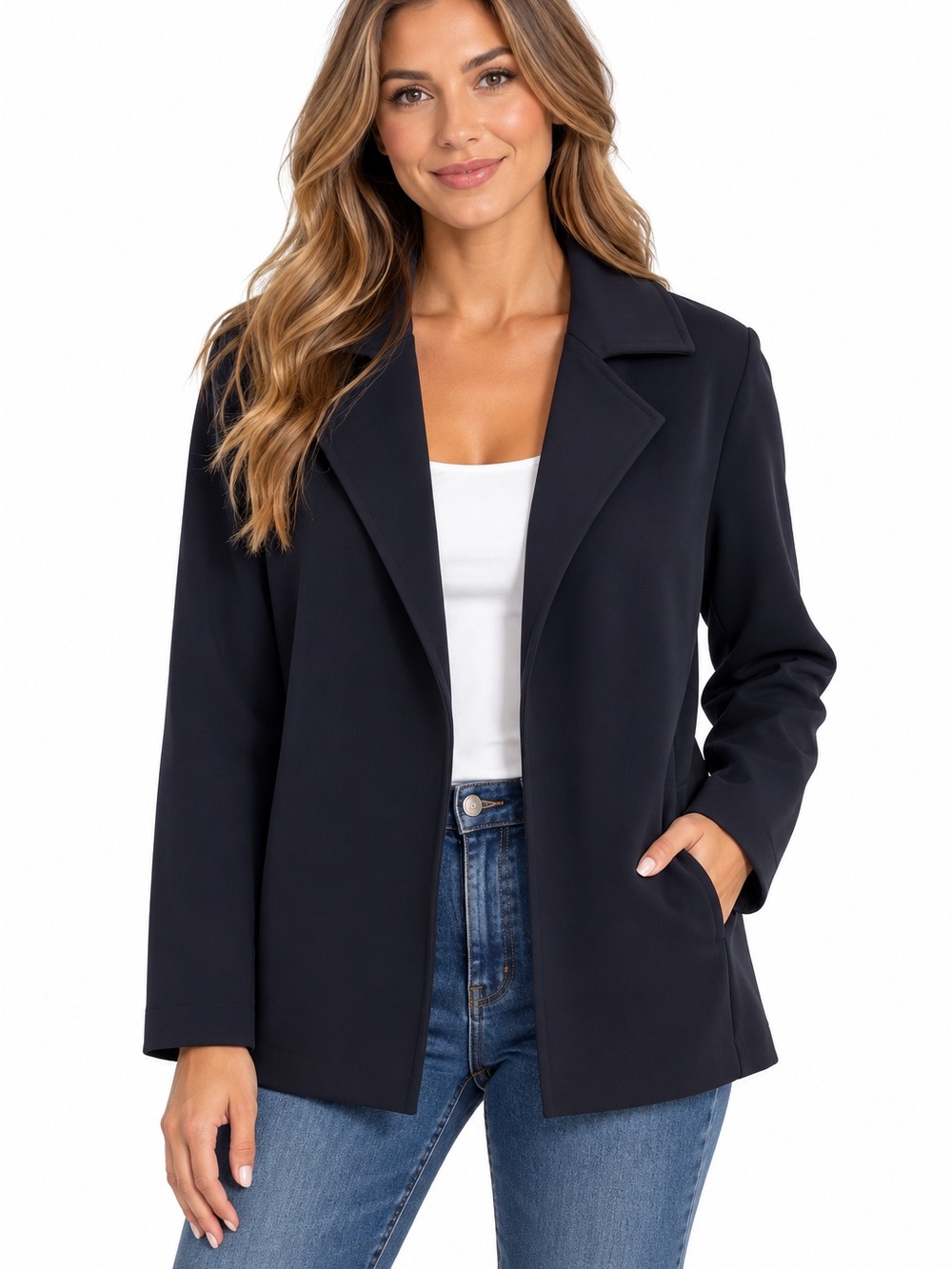 J. Crew Factory Women's Navy Open-Front Blazer